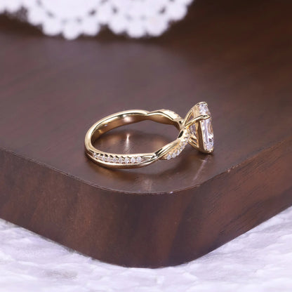 Anillo de plata de ley 925 marca MuShan con moissanita redonda, anillo navideño para mamá, chapado en oro auténtico de 18K, joyería con patente MST