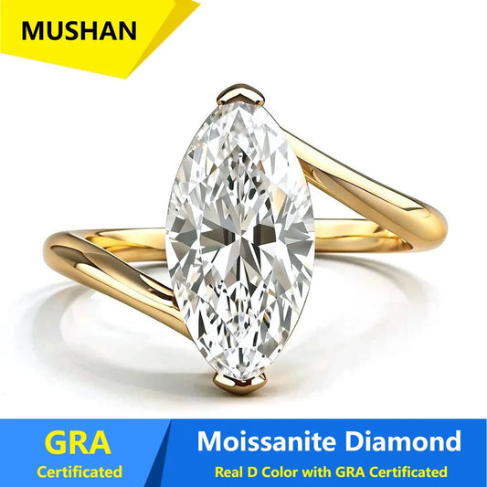 MUSHAN Luxury Jewelry 925 Sterling Silver Ring Band Women GRA Certificated Moissanite Diamond Emerald D Color Rings Fine Jewelry