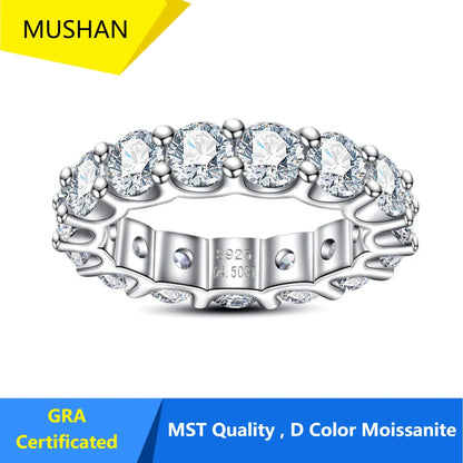 Joyas de lujo MUHAN, anillo de plata de ley 925, alianza de boda, anillos de diamantes de moissanita con certificado GRA para mujer, color D, joyería fina