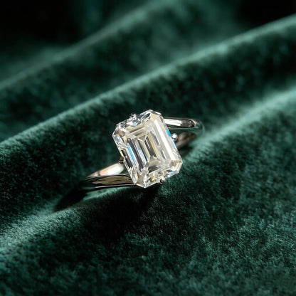 Anillo de lujo MUSHAN de plata de ley 925 para mujer, con diamante moissanite esmeralda de color D certificado por GRA, joyería fina