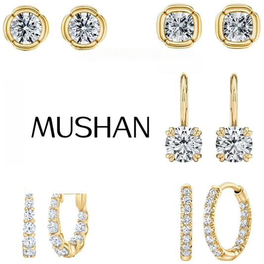 MUSHAN Custom Jewelry 925 Sterling Silver Earring Moissanite D Color VVS1 Fine Noble 925 Sterling Silver Earrings Diamond