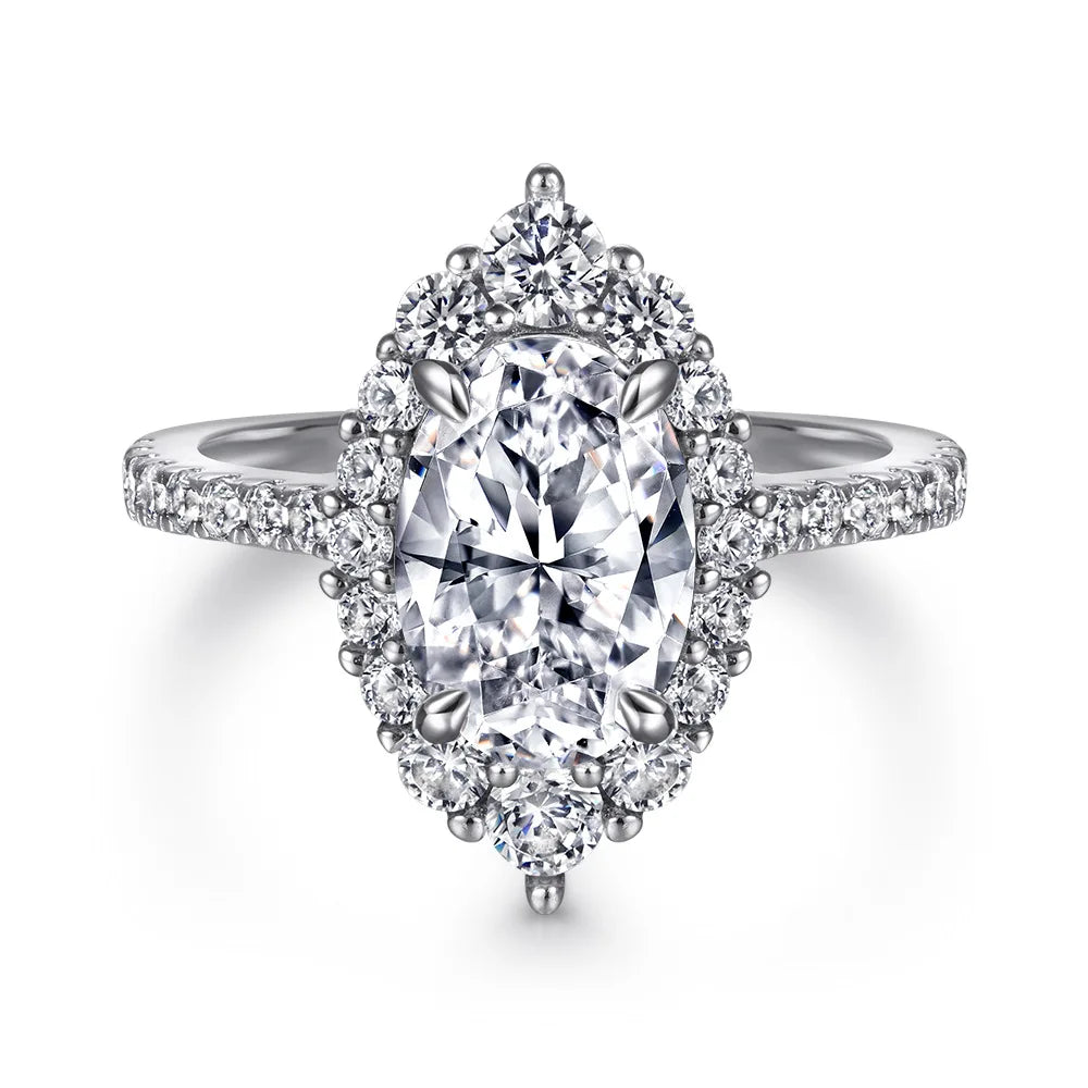 MuShan Brand Jewelry 925 Sterling Silver Ring Cubic Zirconia 7A Round Daytime Women 18K Real Gold Plated Fine Jewelry Rings