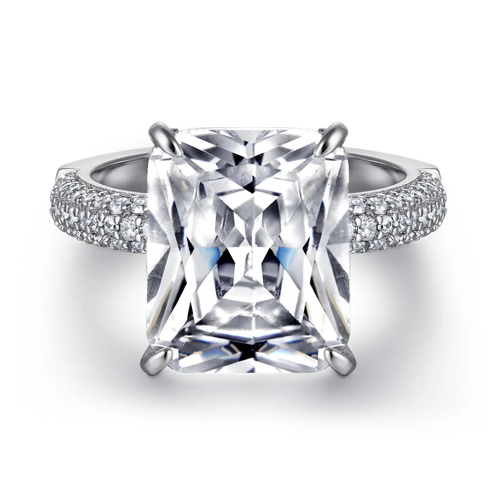 MuShan Jewelry 925 Sterling Silver Rings Bands Engagement Ring 5A Cubic Zirconia Elegant Anniversary Rings Bands  Women Gift