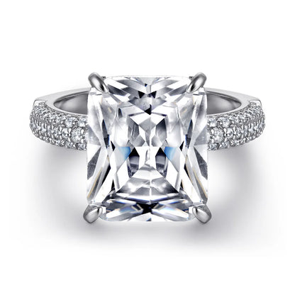 MuShan Jewelry 925 Sterling Silver Rings Bands Engagement Ring 5A Cubic Zirconia Elegant Anniversary Rings Bands  Women Gift