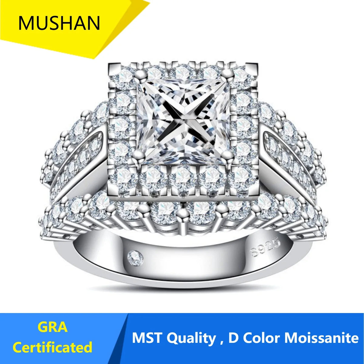 MUHAN Luxury Jewelry  925 Sterling Silver Ring Wedding Band  Women GRA Certificate Moissanite Diamond Rings D Color Fine Jewelry