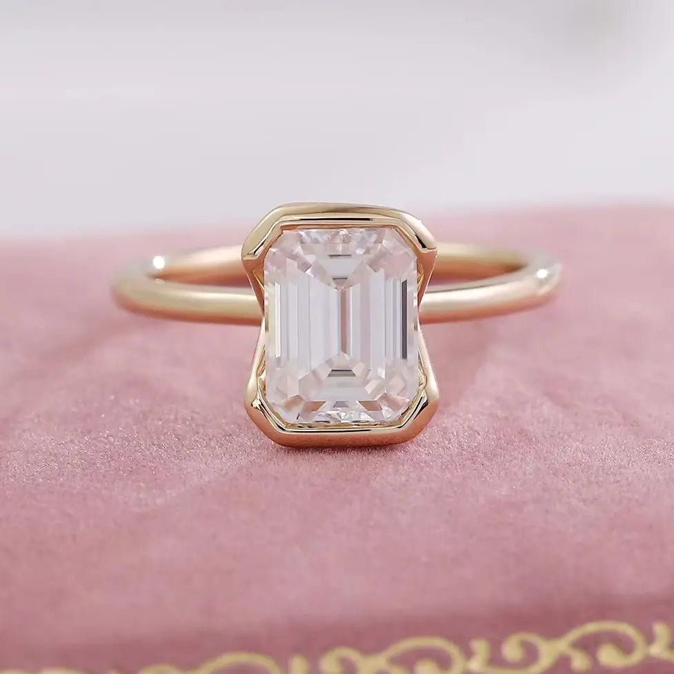 MUSHAN Joyería a medida, anillos de oro de 10k, 14k, 18k y platino, anillos de boda de lujo para mujer con diamante moissanita color D VVS1.