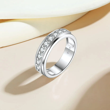 Anillo de boda de plata de ley 925 MuShan Jewelry, estilo de lujo con diamante de alto carbono, regalo para novia, anillos para mujer, joyería fina