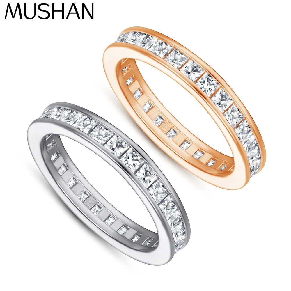 MuShan Jewelry 925 Sterling Silver Ring Wedding Band High Carbon Diamond Gift  Her Best Friend Gift Women Rings Fine Jewelry