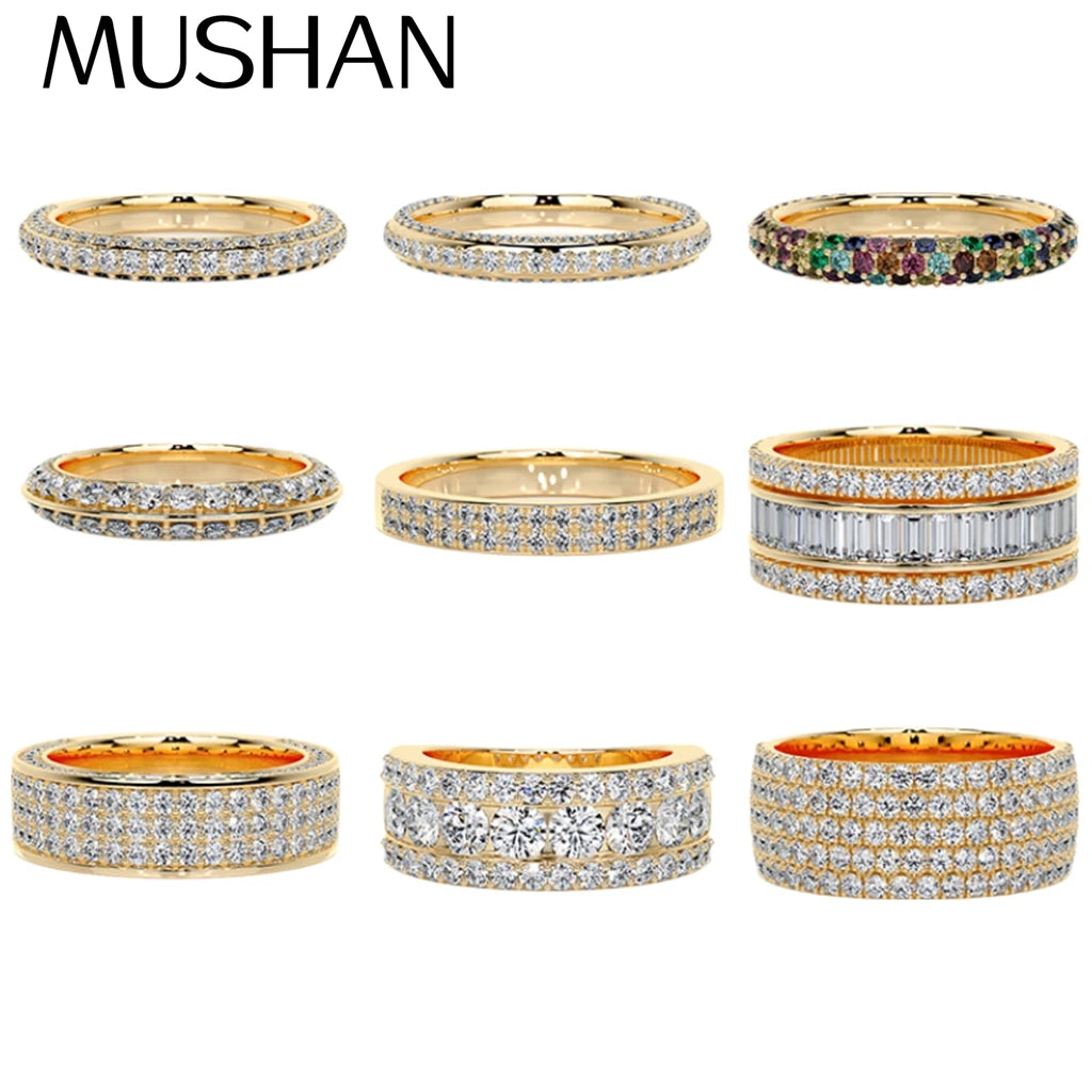 Joyas personalizadas MUSHAN Anillo de plata de ley 925 MuShan Jewelry, moissanita color D VVS, anillo de lujo, noble, elegante, de reina, diamante