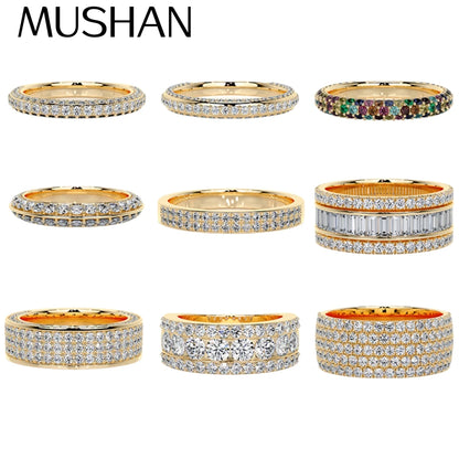 Joyas personalizadas MUSHAN Anillo de plata de ley 925 MuShan Jewelry, moissanita color D VVS, anillo de lujo, noble, elegante, de reina, diamante