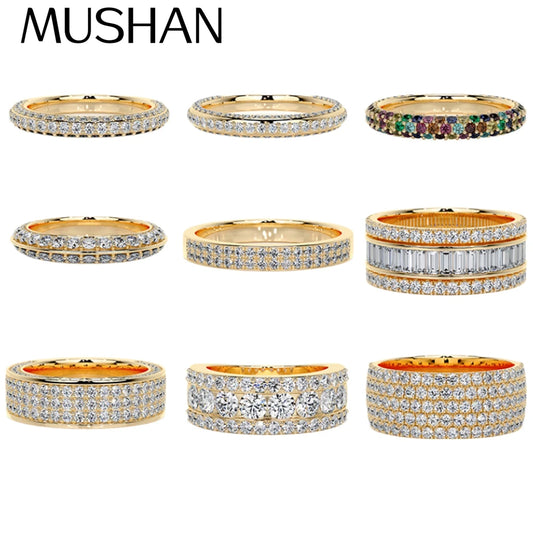 MUSHAN Bijoux personnalisés Bague MuShan en argent sterling 925, diamant moissanite couleur D VVS, bague de luxe noble et élégante pour reine