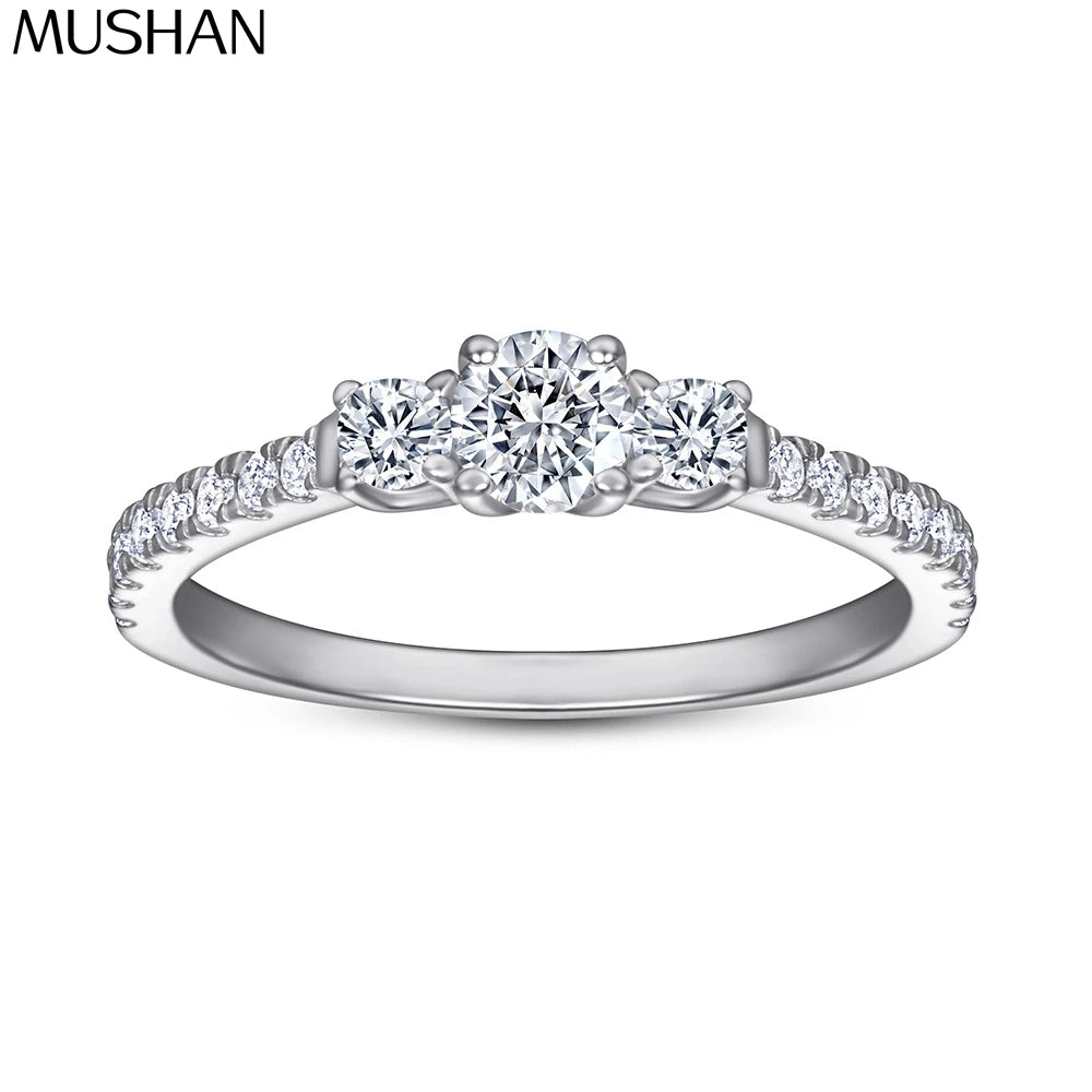 Bague de mariage MuShan Jewelry en argent sterling 925 avec diamant haute teneur en carbone, style minimaliste, cadeau pour femme, bijoux raffinés