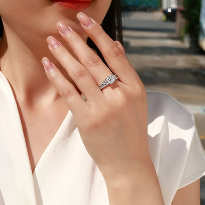 Anillo de banda de plata de ley 925 MUSHAN Luxury Jewelry para mujer, con diamante de moissanita, certificado GRA, color D, joyería fina