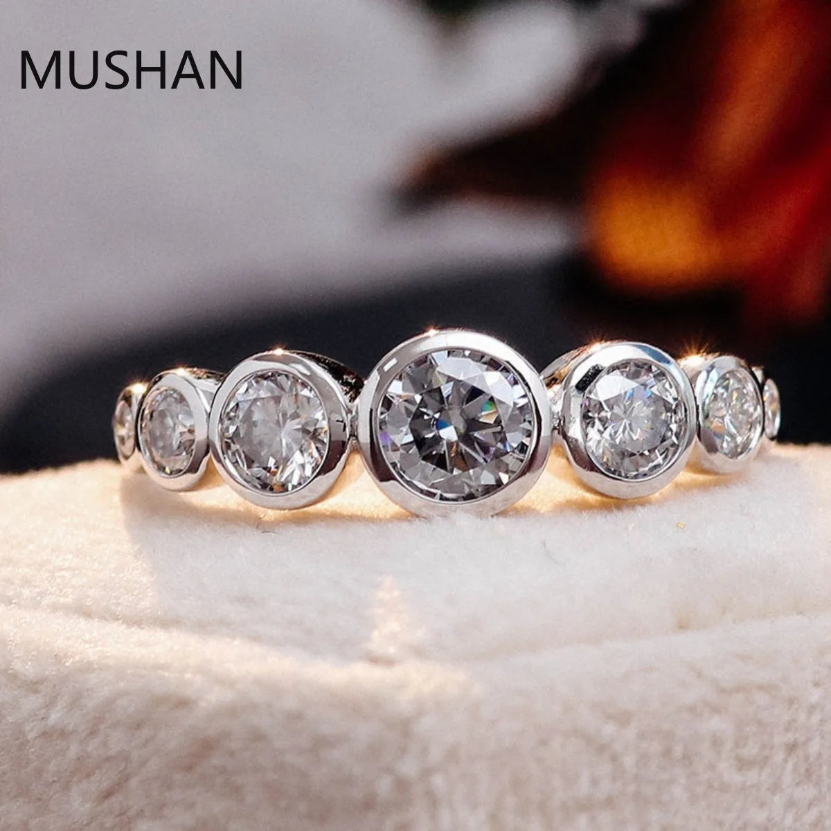 MUSHAN Luxury Custom 14K 18K Gold Rings Band Jewelry With Moissanite Diamond Lab Grown Gemstones Diamond Wedding Ring For Women
