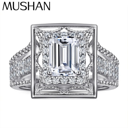 MuShan Jewelry 925 Sterling Silver Rings Bands Engagement Ring 7A Cubic Zirconia Romantic Delicate Anniversary  Women Gift