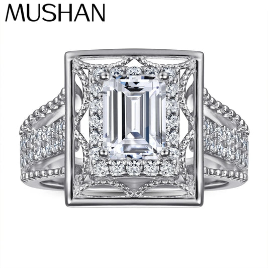 Anillos de compromiso de plata de ley 925 de MuShan Jewelry, bandas con circonita cúbica 7A, románticos y delicados, regalo de aniversario para mujer