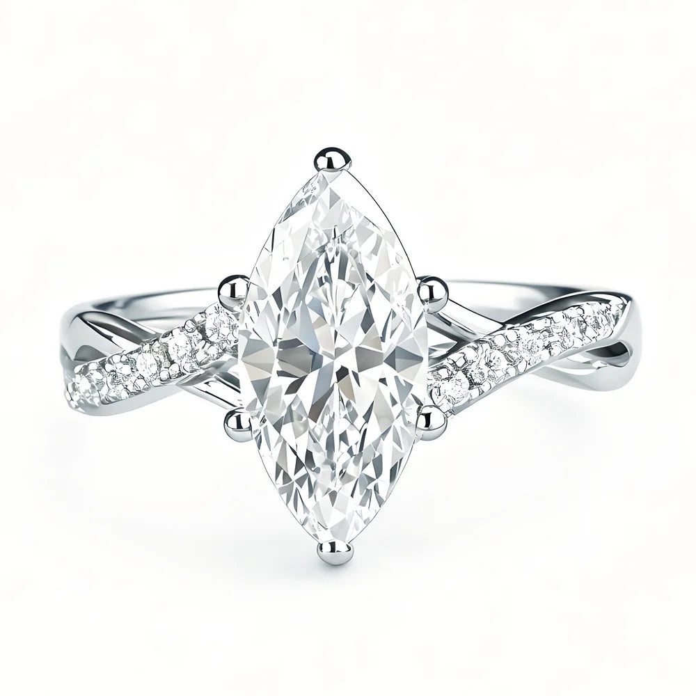 MuShan Designer Jewelry 925 Sterling Silver Ring D Color Moissanite Promise Ring for Women 18K Real Gold Plated MST Patent Rings