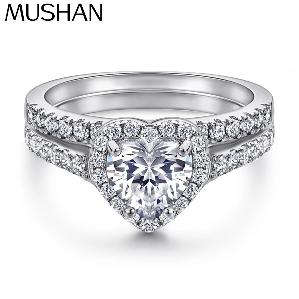 MuShan Jewelry 925 Sterling Silver Simple Engagement Ring 7A Cubic Zirconia Rings Bands Anniversary Rings Bands  Women Gift