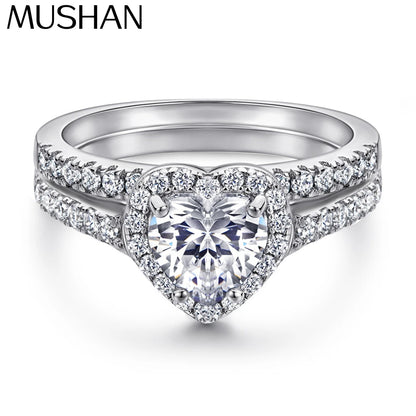 MuShan Jewelry 925 Sterling Silver Simple Engagement Ring 7A Cubic Zirconia Rings Bands Anniversary Rings Bands  Women Gift