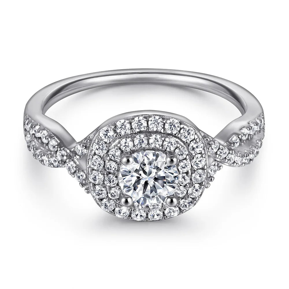 MuShan Jewelry 925 Sterling Silver Rings Bands Engagement Ring 5A Cubic Zirconia Vintage Rings Bands Anniversary  Women Gift