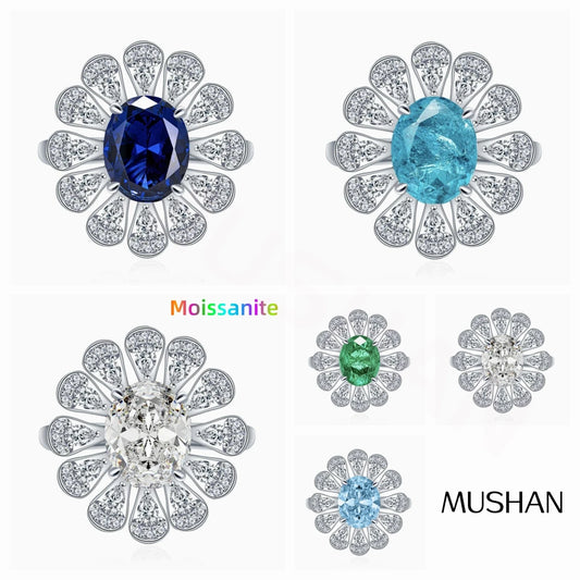 MUSHAN Luxury Jewelry 925 Sterling Silver Rings Bands For Women GRA Moissanite Diamond Zircon Gemstones Ring Fine Jewelry