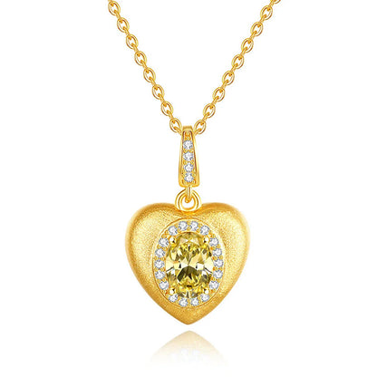 MuShan Luxury Jewelry 925 Sterling Silver Pendant Necklace 1CT Moissanite Birthday Girls Gold Vermeil MST Patent Rope Chain