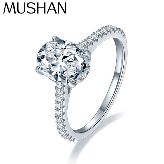 MuShan Designer Jewelry 925 Sterling Silver Ring Moissanite Elegant Ring for Girlfriend 18K Gold Plated MST Patent GRA Rings