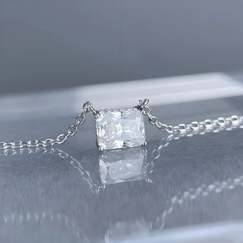 MuShan Luxury Jewelry 925 Sterling Silver Drop Y Necklace Floral Moissanite Formal Platinum Plated for Sister MST Patent Drop Ys
