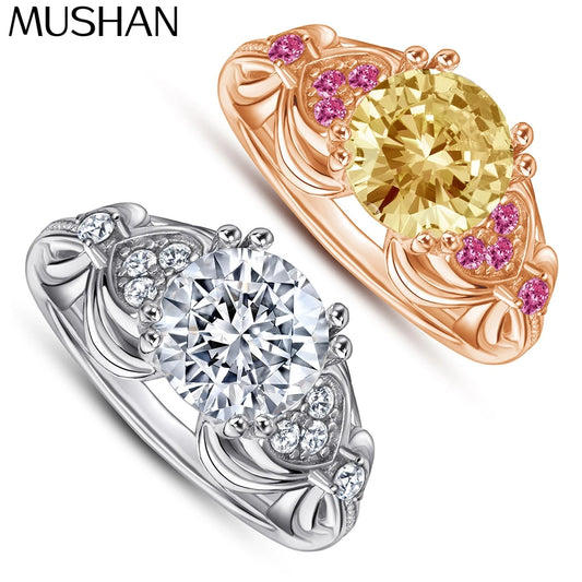 MuShan Brand Jewelry 925 Sterling Silver Ring Cubic Zirconia 5A Oval Eternity for Girlfriend Rhodium Plated Fine Jewelry Rings