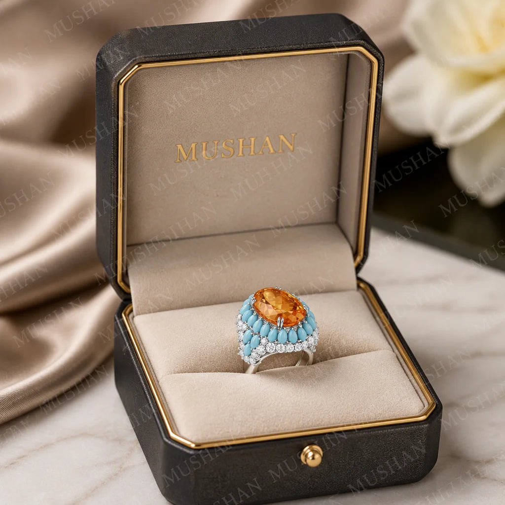 MuShan Jewelry Manufacturer 925 Sterling Silver Rings Band for Women Luxury HCD Gemstones s925 Silver Ring Jewelry Accessories