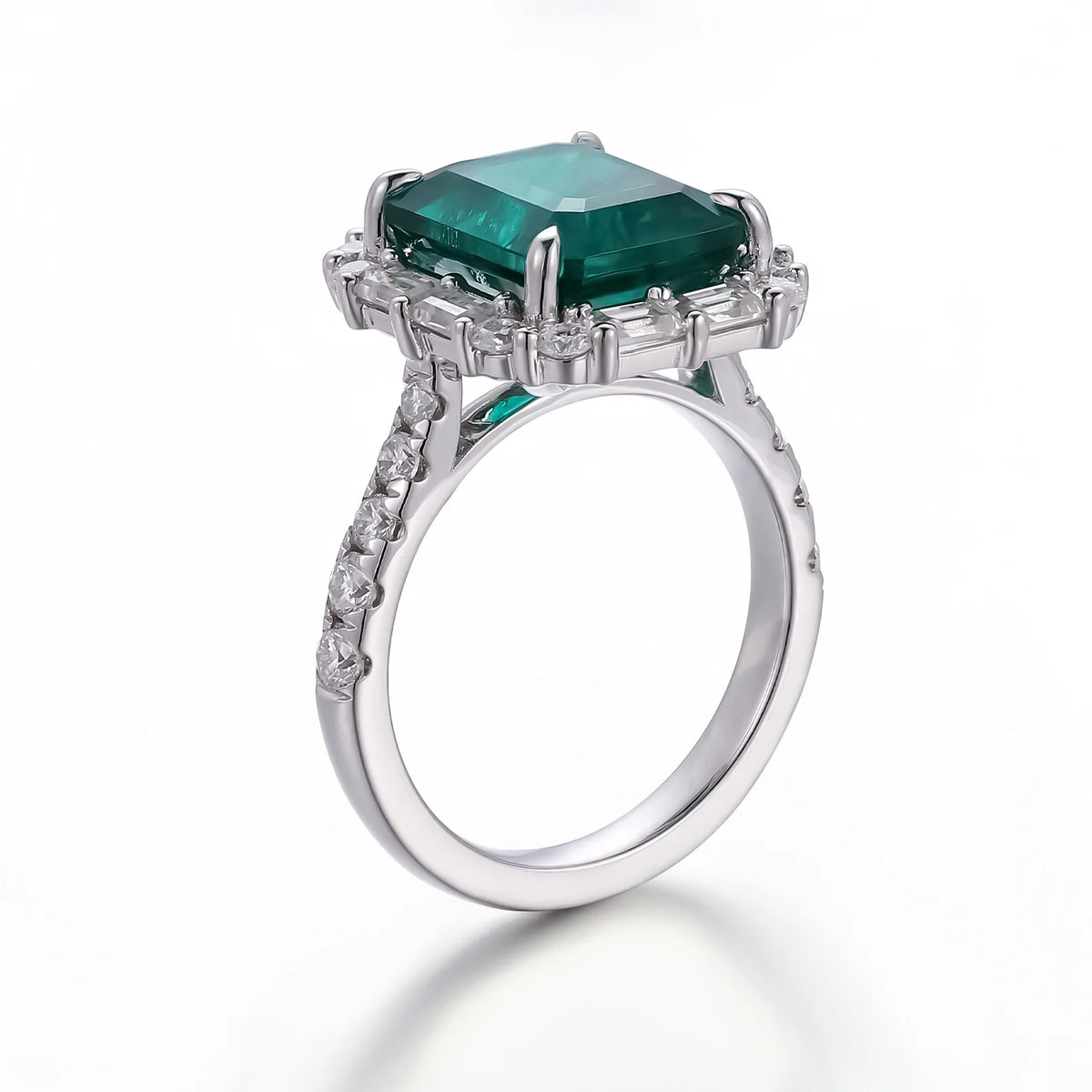 MUSHAN Custom Jewelry 10k 14k 18k Gold Platinum PT950 s925 Silver Ring 5ct Lab Grown Emerald Wedding Ring Women 18K Gold Jewelry