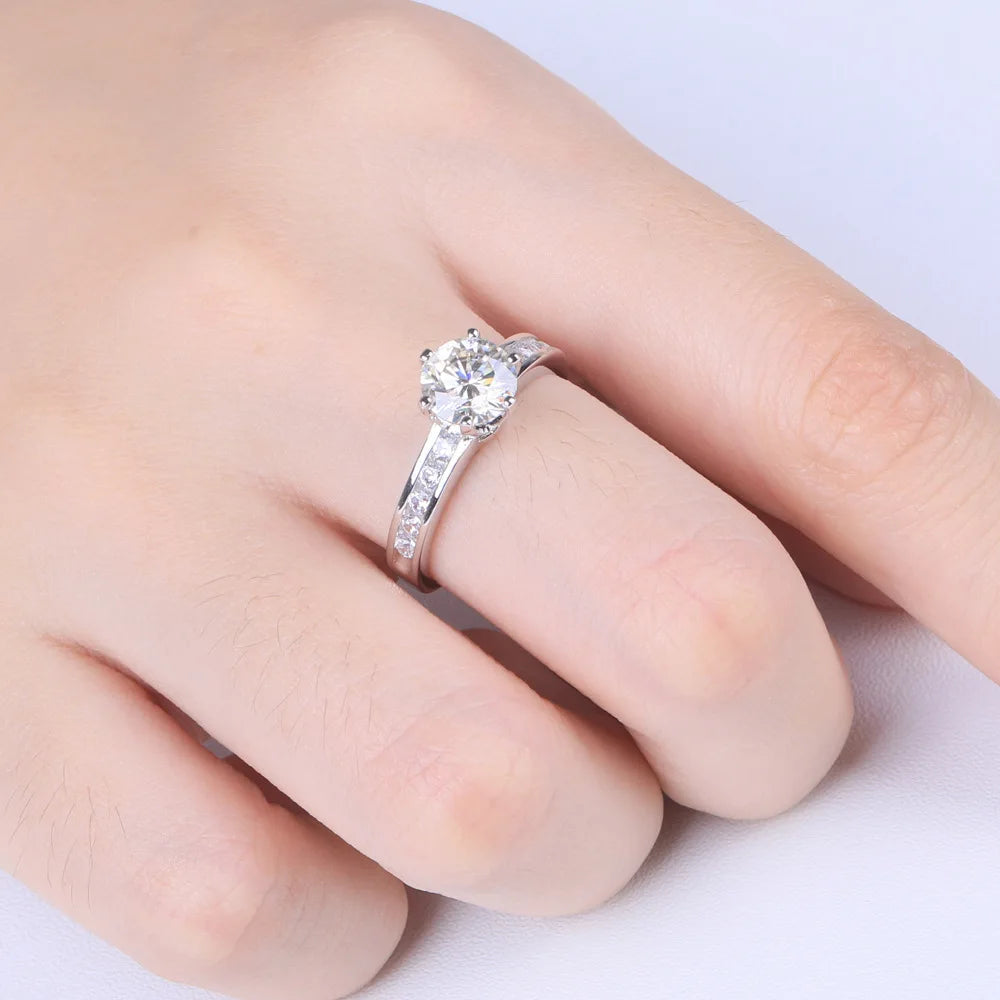 MuShan Jewelry 925 Sterling Silver Ring Wedding Band High Carbon Diamond Fine Jewelry Premium Jewelry Women Rings Fine Jewelry