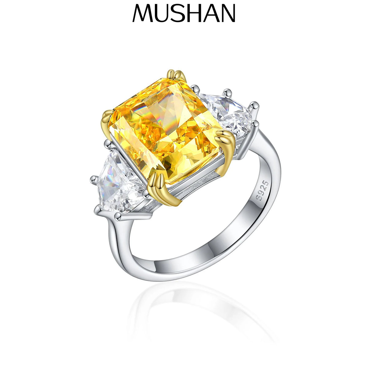 Bague de mariage MuShan Jewelry en argent sterling 925 avec diamant à haute teneur en carbone, bague de cocktail pour fête, cadeau pour fille, bijoux fins pour femmes