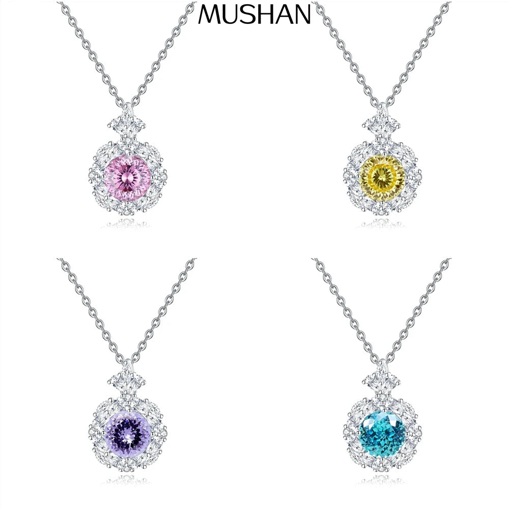 MuShan Jewelry 925 Sterling Silver Necklace Pendant Chain HCD Gemstones Glamorous Style Luxury Jewelry Women Necklaces Jewelry