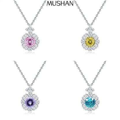 MuShan Jewelry 925 Sterling Silver Necklace Pendant Chain HCD Gemstones Glamorous Style Luxury Jewelry Women Necklaces Jewelry