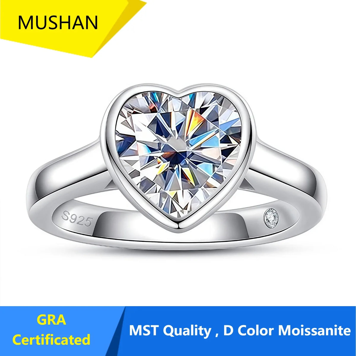 MUHAN Luxury Jewelry  925 Sterling Silver Ring Wedding Band  Women GRA Certificate Moissanite Diamond Rings D Color Fine Jewelry