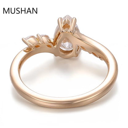 MUSHAN Bague de luxe personnalisée en or 14 carats 18 carats, bijou avec diamant moissanite et pierres précieuses de laboratoire, alliance pour femme