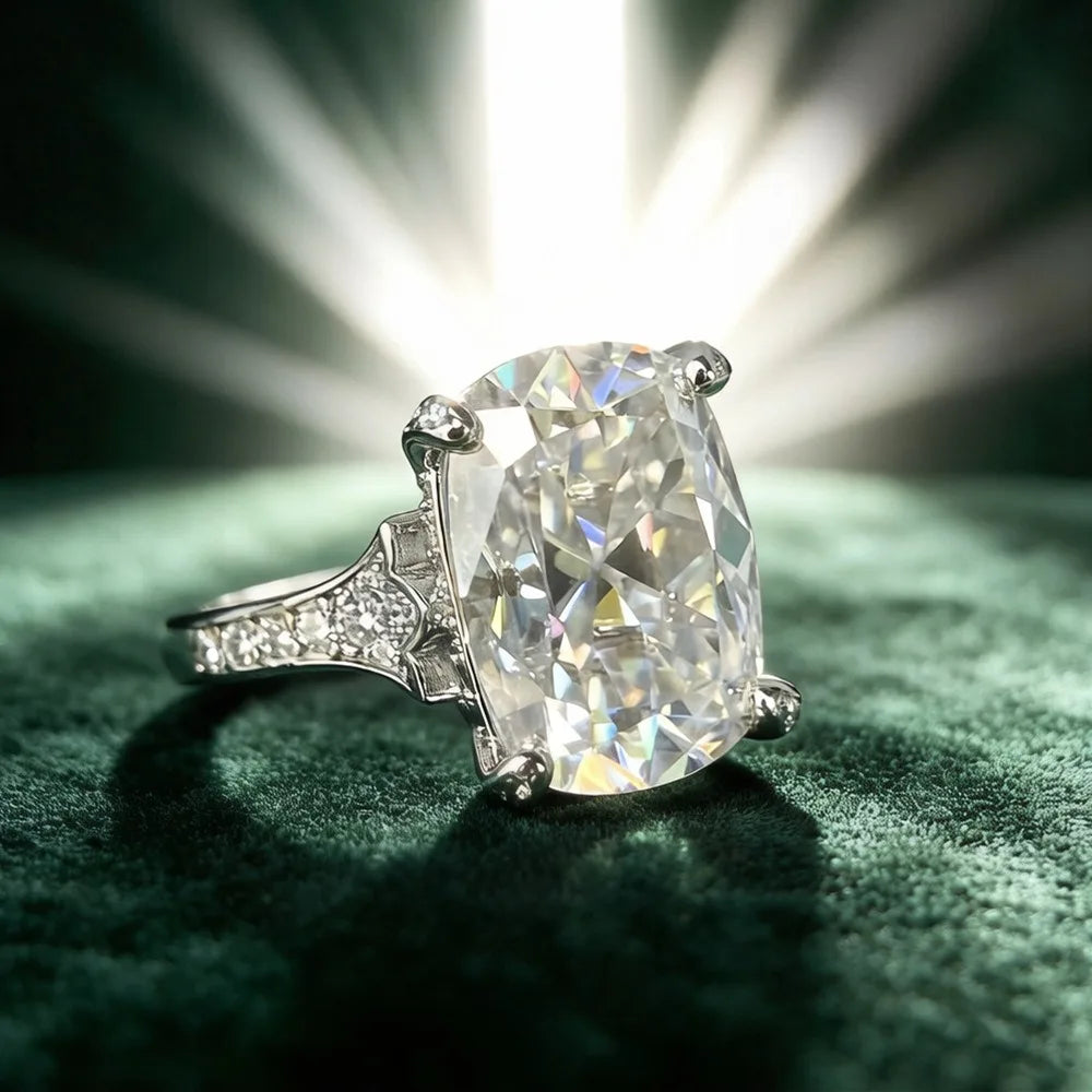 MUSHAN Luxury Jewelry 925 Sterling Silver Ring Band Women GRA Certificated Moissanite Diamond Emerald D Color Rings Fine Jewelry