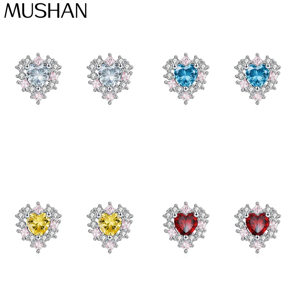 MuShan Jewelry 925 Sterling Silver Stud Earrings Dangle High Carbon Diamond Bridal Shower Modern Women Earring Fine Jewelry