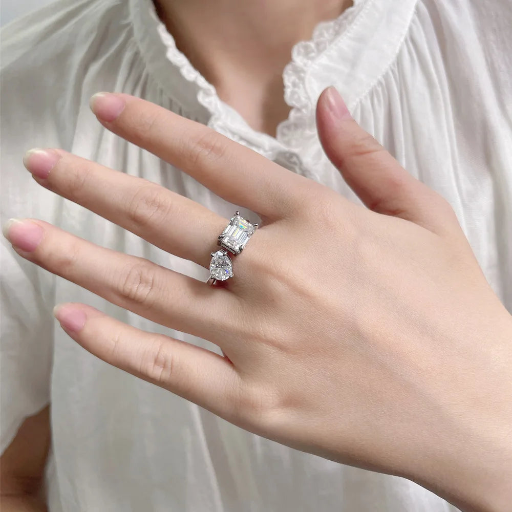 MuShan Brand Jewelry 925 Sterling Silver Ring D Color Moissanite Delicate Ring for Bride 18K Gold Plated MST Patent Fine Rings