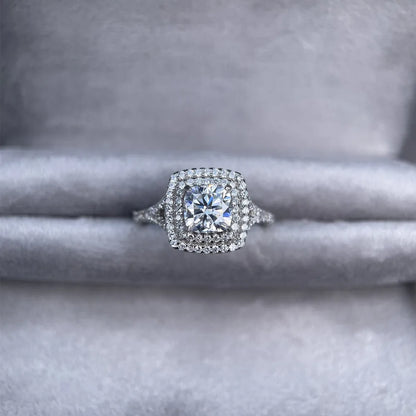 Anillo de lujo MUSHAN de plata de ley 925 para mujer, anillo con diamante de moissanita, certificado GRA, color D, esmeralda, joyería fina