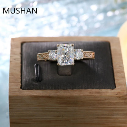 MUSHAN Luxury Custom 14K 18K Gold Rings Band Jewelry With Moissanite Diamond Lab Grown Gemstones Diamond Wedding Ring For Women