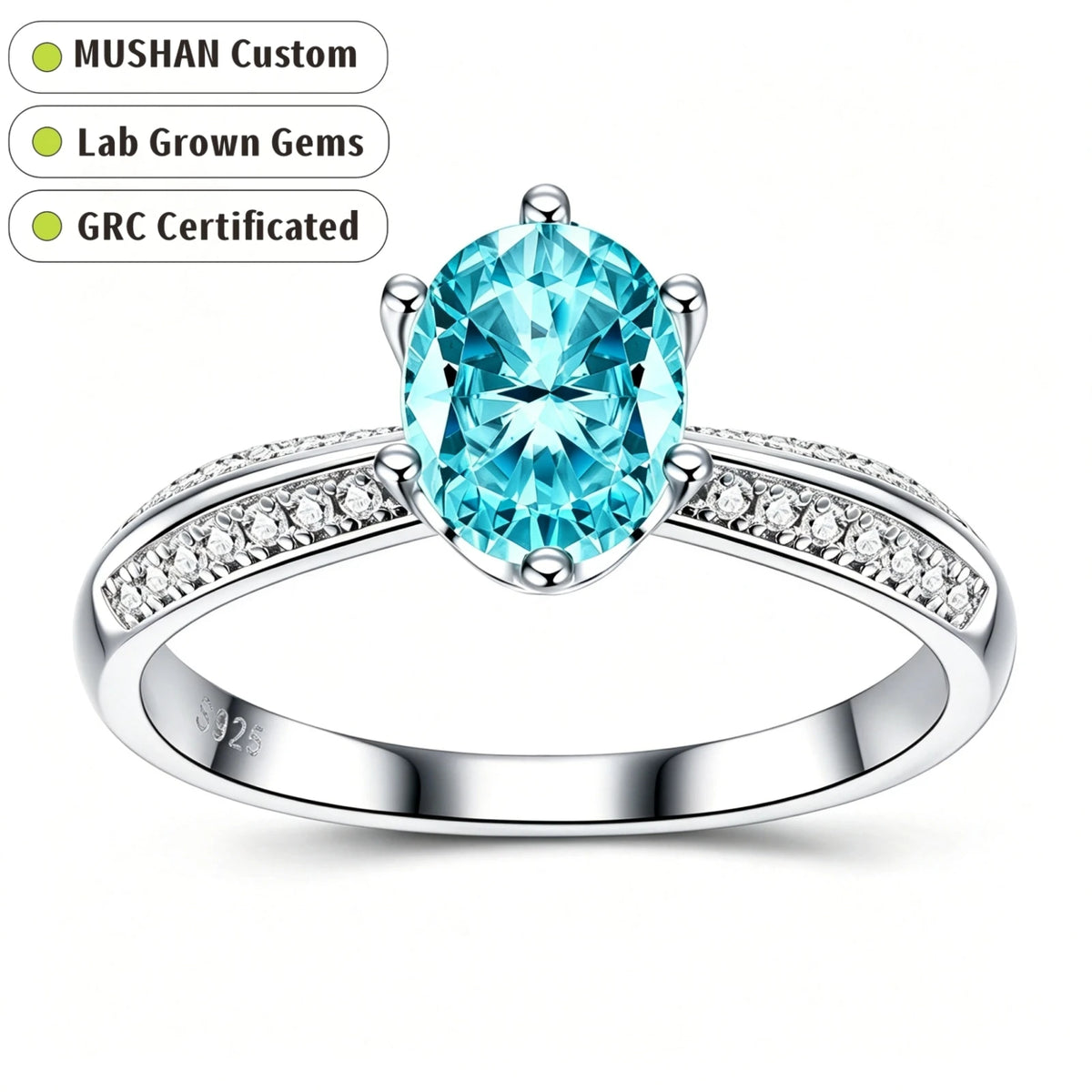 MUSHAN Custom Jewelry 925 Sterling Silver Ring Band 1.5ct Lab Grown Gemstones Ruby Emerald Sapphire Rings Jewelry
