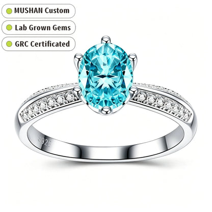 MUSHAN Custom Jewelry 925 Sterling Silver Ring Band 1.5ct Lab Grown Gemstones Ruby Emerald Sapphire Rings Jewelry