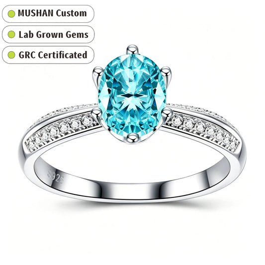 MUSHAN Custom Jewelry 925 Sterling Silver Ring Band 1.5ct Lab Grown Gemstones Ruby Emerald Sapphire Rings Jewelry