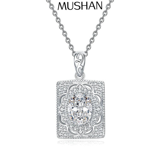 MuShan Designer Jewelry 925 Sterling Silver 24IN Necklace Oval Moissanite Stunning Bridal Party Her Real Gold Plated MST Patent