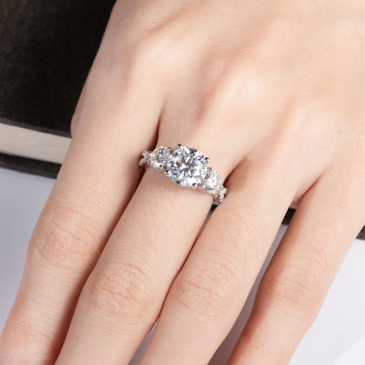 MuShan Designer Jewelry 925 Sterling Silver Ring VVS Moissanite Promise Ring for Daughter 18K Gold Plated MST Patent Fine Rings