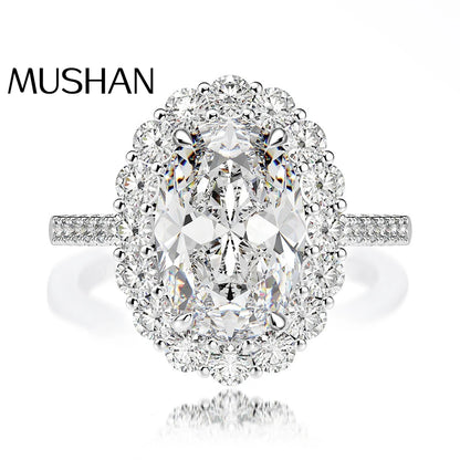 MuShan Luxury Jewelry 925 Sterling Silver Rings Band For Women 4.5 Carats Moissanite Diamond Ring D Color VVS1 GRA Certificate
