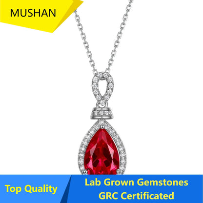 MUSHAN Luxury Jewelry 925 Sterling Silver Chain Pendant Necklace Lab Grown Emerald Ruby Gemstones Necklaces Pendants GRC Jewelry