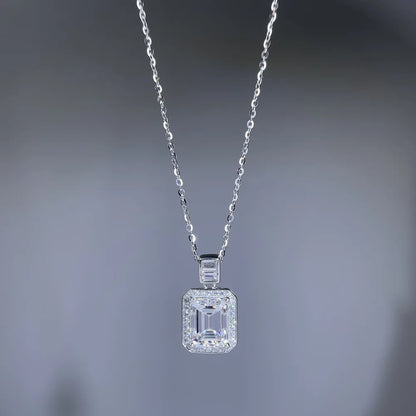 MuShan Luxury Jewelry 925 Sterling Silver 16IN Necklace Cushion Moissanite Valentine for Women Platinum Plated MST Patent GRA